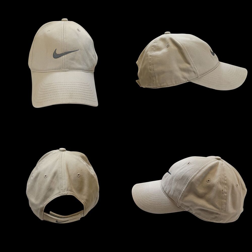 Vintage y2k Gray Tag Nike Strapback Dad Hat / Cap Center Swoosh Khaki Brown